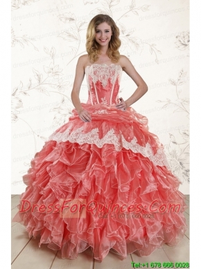 2015 Popular Watermelon Quinceanera Dresses with Strapless