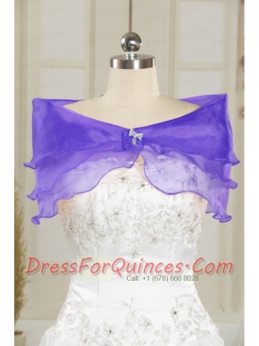Organza Beading Purple Cheap Prom Shawls
