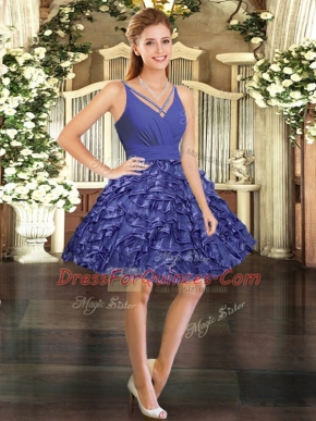 Edgy Purple V-neck Backless Ruffles Prom Party Dress Sleeveless