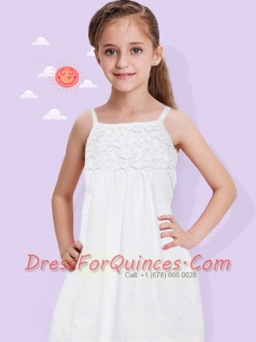 2014 White Empire Chiffon Knee-length Flower Girl Dresses