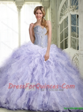 Beautiful Lavender Classical Quinceanera Dresses with Ruffles and Beading
