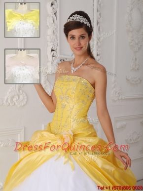Cheap Strapless Quinceanera Gowns with Appliques for 2016