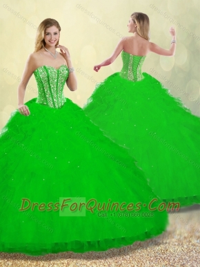 2016 Pretty Ruffles and Beading Detachable Quinceanera Gowns