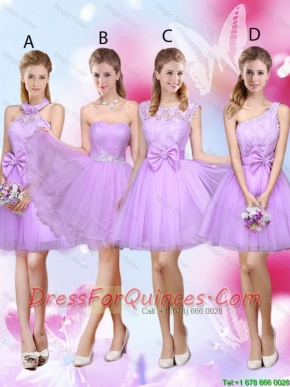 Sophisticated A Line Lavender Junior Dresses with Lace and Bowknot