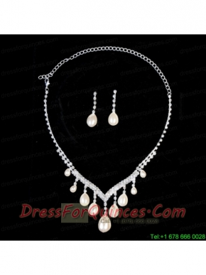 Splendid Big Drop Pearl Ladies Necklace And Earrings Jewelry Set