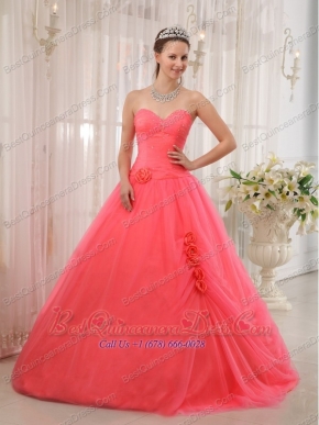 Red Ball Gown Sweetheart Floor-length Tulle Beading Quinceanera Dress