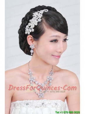 Intensive Flower Jewelry Set Including Necklace And Headpiece