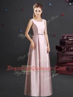 Pink Square Zipper Bowknot Dama Dress Sleeveless
