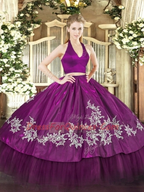 Discount Taffeta Sleeveless Floor Length 15 Quinceanera Dress and Appliques