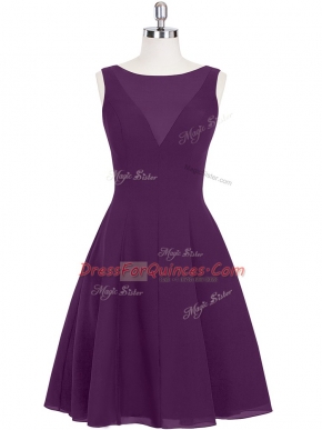 Ruching Dress for Prom Eggplant Purple Zipper Sleeveless Mini Length