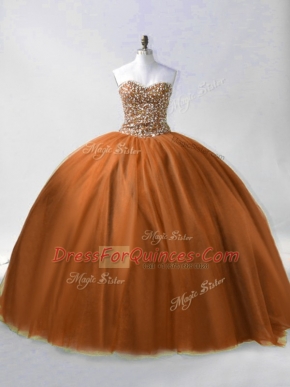 Sweetheart Sleeveless Tulle 15 Quinceanera Dress Beading Lace Up