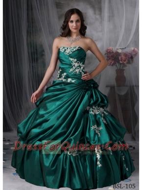 2014 Ball Gown Green Strapless Floor-length Cheap Quinceanera Dresses