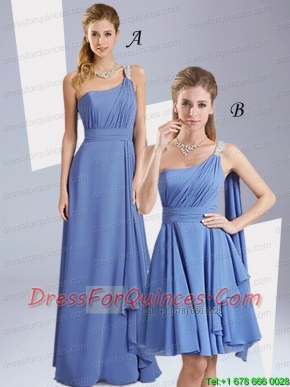 New Style Beading Ruching Prom Dresses with One Shoulder