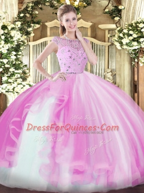 Sleeveless Zipper Floor Length Beading and Ruffles Sweet 16 Quinceanera Dress
