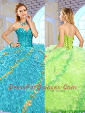 Exclusive Beading Multi Color Quinceanera Gowns for 2016