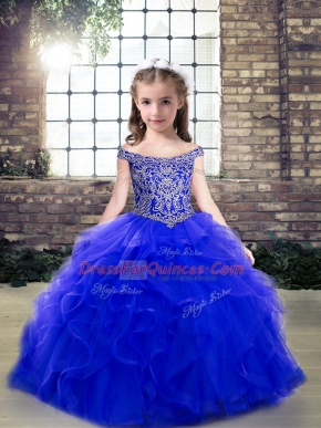 Sleeveless Beading and Ruffles Lace Up Pageant Dress Womens