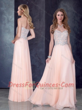 Simple Empire Baby Pink Dama Dress with Beading and Appliques