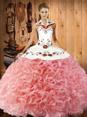 Lovely Sleeveless Lace Up Floor Length Embroidery Quinceanera Dress