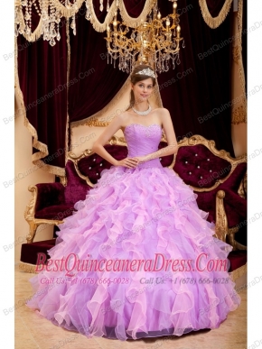 Lavender Ball Gown Sweetheart Floor-length Organza Beading Quinceanera Dress