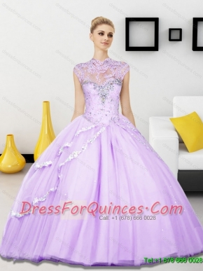 Custom Made Beading Sweetheart Tulle Quinceanera Dresses for 2015