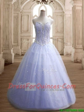 Hot Sale Beaded Bodice Tulle Quinceanera Dress in Lavender