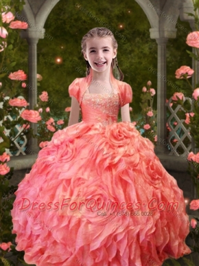 Lovely Straps Orange Red Mini Quinceanera Dresses with Beading and Ruffles