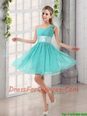 Natural One Shoulder A Line Ruching Lace Up Prom Dress