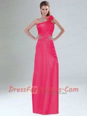 Hand Made Flowers Decorated One Shoulder Dama Dress