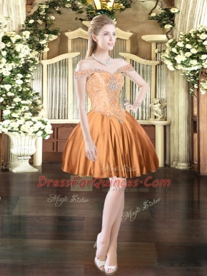 Nice Mini Length Lace Up Homecoming Dress Orange Red for Prom and Party with Beading