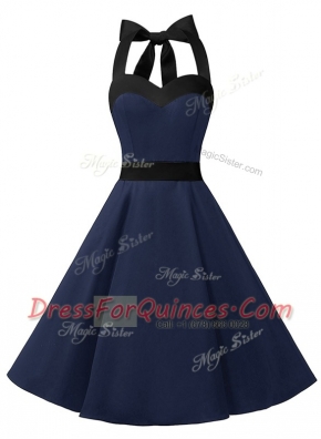 Trendy Halter Top Sleeveless Sashes ribbons Zipper Evening Dress