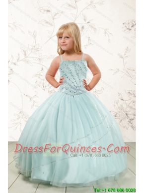 Luxurious Beading and Ruffles Little Girl Pageant Dress in Aqua Blue