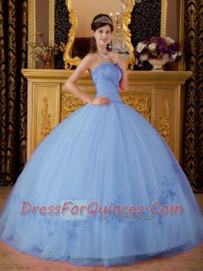 Beautiful Lilac Ball Gown Sweetheart Floor-length Tulle Appliques For Sweet 16 Dresses