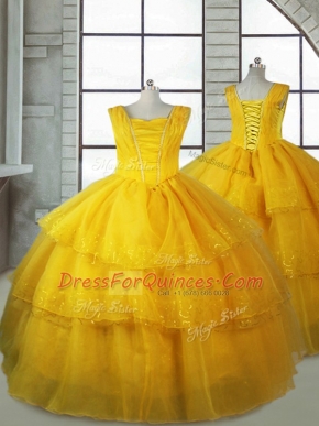 Top Selling Organza Sleeveless Floor Length Girls Pageant Dresses and Ruffled Layers