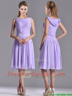 Lovely Empire Chiffon Lavender Dama Dress with Beading and Ruching