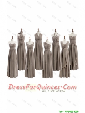 Pretty Cheap 2016 Empire Grey Long Prom Dresses with Ruching