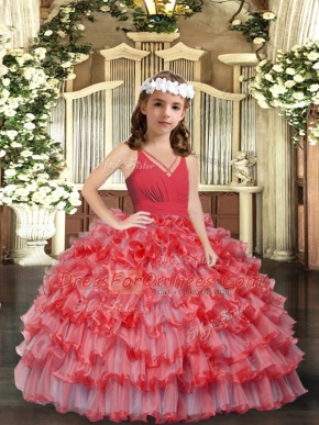 Sweet Sleeveless Ruffles and Ruffled Layers Zipper Pageant Dress Toddler