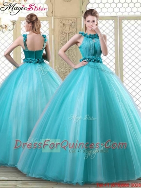 Pretty Bateau Quinceanera Dresses with Ruffles in Teal