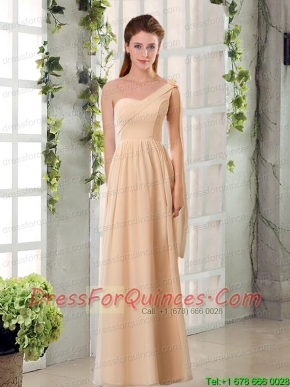 2015 Empire Chiffon Prom Dresses with Ruching
