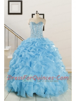 Luxurious Beading Apple Green Quinceanera Dresses for 2015