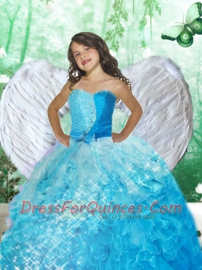 2014 Wonderful Sweetheart Blue Little Girl Pageant Dress with Beading and Ruffles