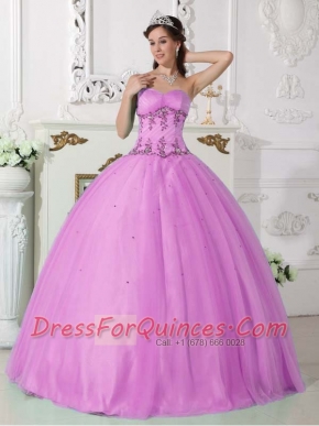 Lavender Ball Gown Sweetheart 15th Birthday Dresses Tulle and Taffeta Beading
