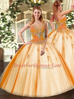 Sleeveless Beading Lace Up Quinceanera Gown