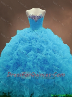 Beautiful Aqua Blue Ball Gown Quinceanera Gowns with Sweetheart