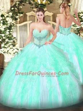 Sweet Floor Length Ball Gowns Sleeveless Apple Green Sweet 16 Quinceanera Dress Lace Up