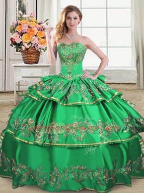 Sweetheart Sleeveless Lace Up Quinceanera Dresses Green Organza