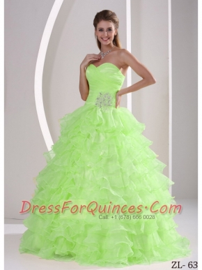 Ruffles Sweetheart Appliques and Ruch 15th Birthday Dresses For Military Ball