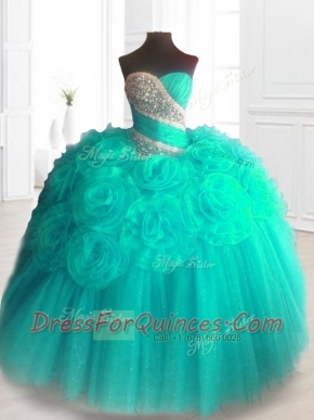2016 Lovely Beading Sweet 16 Dresses with Hand Made Flowers