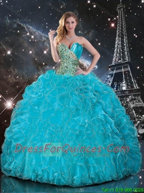 2016 Elegant Sweetheart Aqua Blue Quinceanera Dresses with Beading