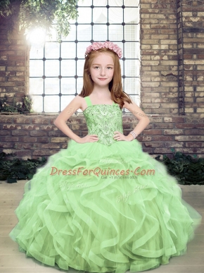 Sleeveless Beading and Ruffles Lace Up Child Pageant Dress