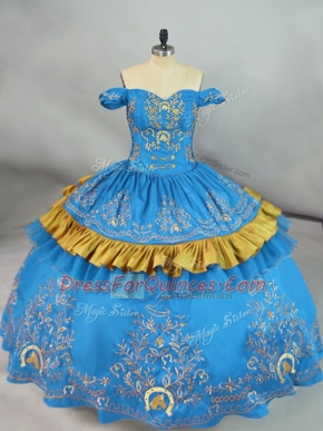 Exquisite Organza Sleeveless Floor Length Sweet 16 Dresses and Embroidery